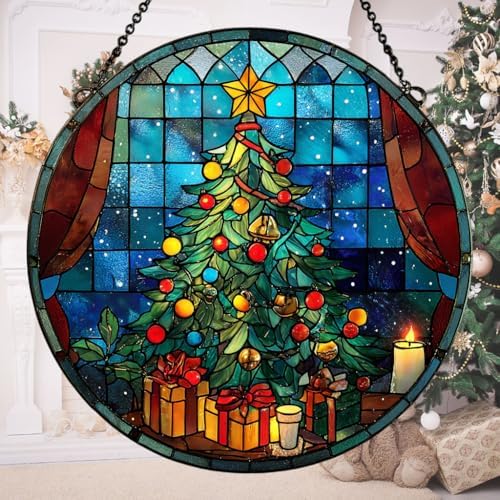 Christmas Tree Colorful Ornaments Hanging Acrylic Suncatcher by AVAGAN