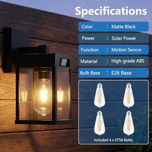 Solar Wall Lanterns Outdoor with 3 Lighting Modes & Motion Sensor, 2 Pack - Image 5