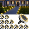 Solar Lights Outdoor Waterproof, 12 Pack 8 LED, Thickened Stainless Steel Ground Light, Solar Garden Lights Landscape Lighting for Patio Pathway Lawn Yard Deck Driveway Walkway, Warm White by Lightkeeys