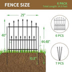 Decorative Garden Fence Outdoor - 40in(H) x 14.5Ft(L) Heavy Duty Metal Garden Decor Fencing Border Animal Barrier No Dig Rustproof for Rabbit Dog Yard & Patio Flower Bed (6 Panels + 7 Stakes) - Image 2