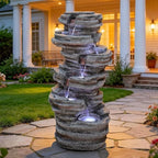 Extra-Large Rock Outdoor Water Fountain with Pump & Light Separate Control by Ultym