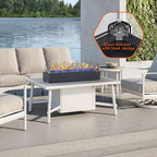 28-inch Table Top Propane Fire Pit, 40,000 BTU Tabletop Firepit for Patio, Outdoor Portable Rectangular Fire Bowl w/Wind Glass Shield, Glass Rocks - Carbon Gray - Image 5