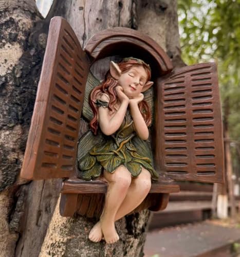 Flower Fairy Statue Tree Face Outside Yard Art Garden Statue Decorations - Image 3