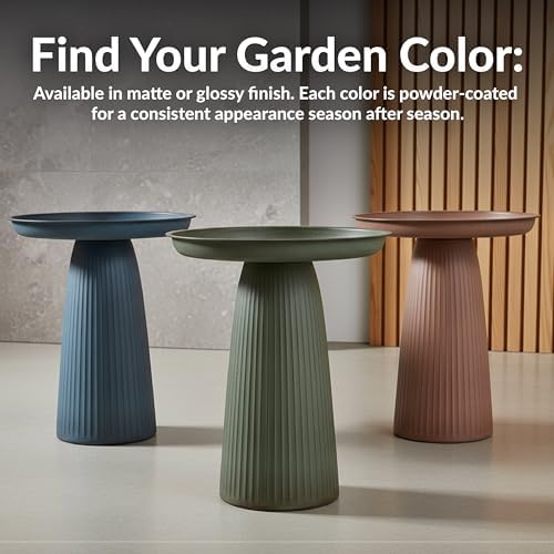 Sunnydaze Gleeful Garden 23" Tall Metal Modern Bird Bath for Outside - Image 5
