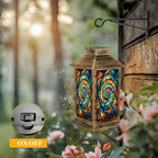 Solar Lantern Outdoor Waterproof Colorful Stained Glass Garden Decor LED Hanging Solar Lights Tabletop Lamp Gifts for Women Mom Outside Yard Patio Porch - Image 5