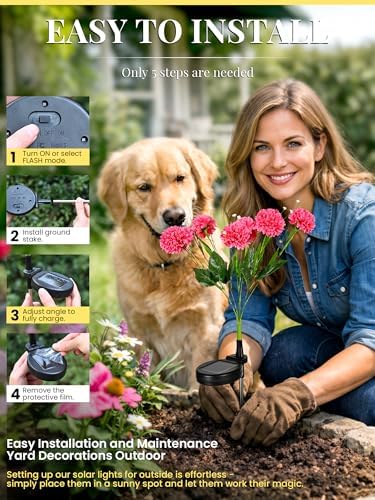 GIGALUMI 6 Pack Solar 42 Chrysanthemum Flowers Outdoor, 2 Modes Multi-Color - Image 3