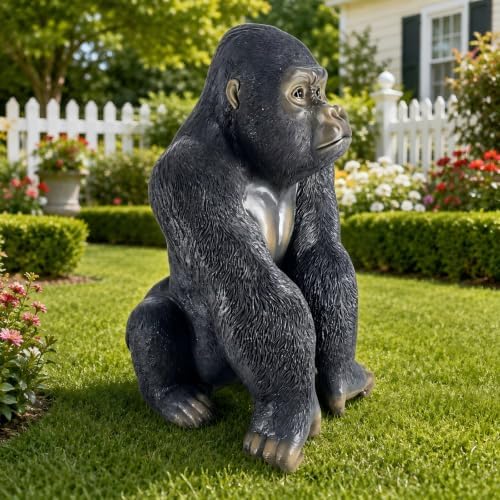 Garden Statues Outdoor Resin Gorilla Statue 26.38" Lawn Ornaments Art Deco by Guioiby