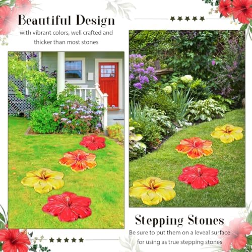 Cinnvoice 3 Pack Hibiscus Stepping Stones Outdoor for Garden, 10 Inches - Image 3