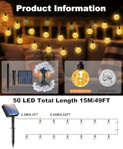 btfarm 4 Pack Solar String Lights Outdoor, Total 196FT 200LED Crystal Globe - Image 2