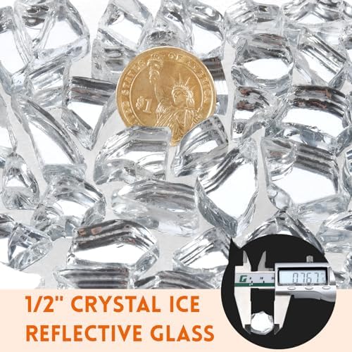 GasSaf 1/2 Inch Crystal Ice Fire Glass Reflective Tempered Fireglass, 20lb - Image 2