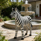 18.49" Faux Zebra Garden Statue, Resin Indoor Outdoor Ornament, Black White - Image 2