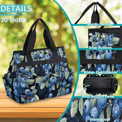 Blueberry Garden Tool Bag Organizer Heavy Duty Fruit Printed Gardening Tote Bag with 10 Pockets for Women Men Gardening Gifts - Image 6