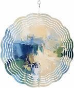 Abstract Graffiti Wind Spinners Outdoor Blue Beige Oil Painting Theme 3D Stainless Steel Wind Spinner for Yard Kinetic Sculpture Hanging Spinning Ornament for Garden Patio Porch 12 Inch by Unknown