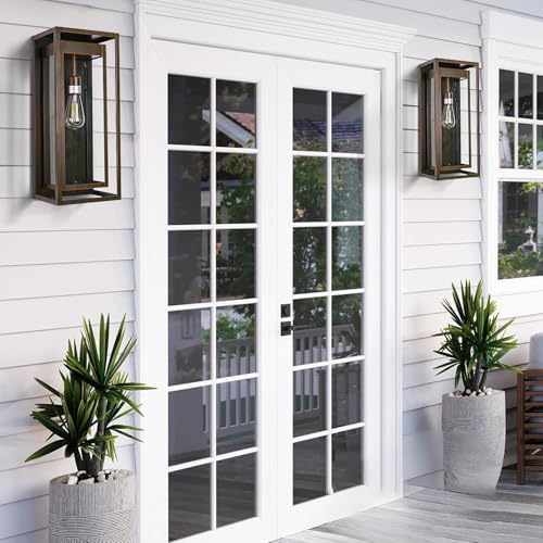 19 Inch Brown Outdoor Wall Light Fixtures, 2 Pack Porch Lights - Image 2