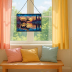 Moose Wading Through Shimmering Lake Rectangular Stained Glass Suncatcher – Hanging Window Panel with Animal & Nature Scene – Vibrant Glass Art Gift for Wildlife, Fantasy, Nature Lovers OAlBEX - Image 5