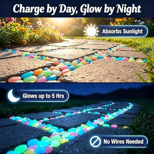 2026 New Glow in The Dark Rocks Outdoor, 1000 PCS Glowing Pebbles for Garden Outdoor, Luminous Rocks for Walkway Patio Lawn Yard Landscaping, Fish Tank Aquarium Decor (Yellow,1000) - Image 4