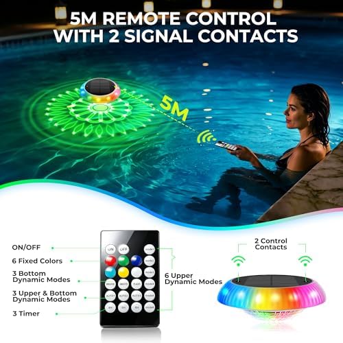 COXSENI Solar Floating Pool Lights 6.4", RGB Top & Bottom Glow, 2 Pack - Image 5