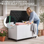 YITAHOME 90 Gallon Outdoor Double-Wall Deck Box with 6 Swivel Wheels - Image 6