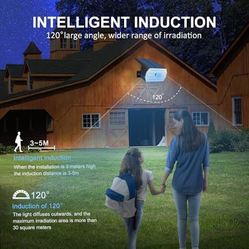 4PCS 60LED Motion Sensor Solar Spot Lights 3 Lighting Modes Outdoor Landscape Lighting for Yard Lighting, IP65 Waterproof Solar Powered Porch Lights for Walkway Patio Garden Lighting Decor - Image 4