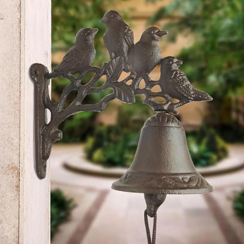 Cast Iron Bird Door Bell, Vintage Wall Mounted Dinner Bell with 4 Birds on Branches Rustic Antique Animal Style Doorbell for Outdoor Garden Porch Farmhouse Home Decoration - Image 6