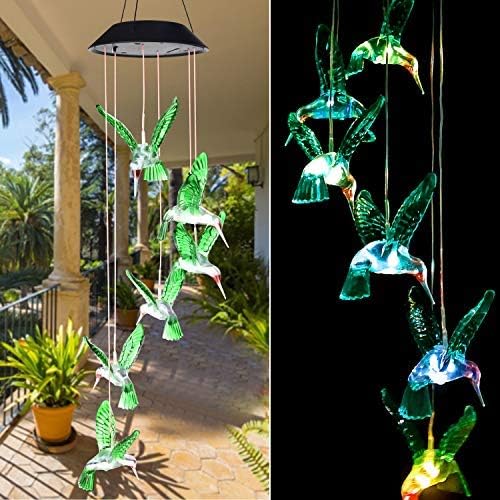 ShangTianFeng Solar Hummingbird Wind Chime, Gifts for Friends Female,Friendship Gifts for Women,Women Gift,Grandma Gift,Mother Birthday Gift from Daughter,Gardening Gift,Hanging Solar Lights,mom - Image 2