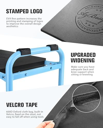 AZBESTPRO Garden Kneeler and Seat, Upgraded Foldable Heavy Duty Gardening Stool - Widened to 10" Stable Wear-Resistant Prevent Knee and Back Pain, Bench High-End 2 Large Tool Bags Gift for Men Women - Image 6