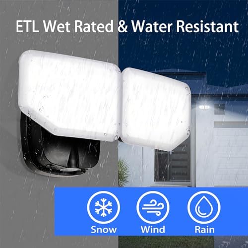 38W Flood Lights Outdoor, Integrated LED Security Light Fixture with 2 Adjustable Heads, Adjustable Brightness and Color, Dusk to Dawn Exterior LED Outdoor Light for Garage Yard Porch 2-Pack (Black) - Image 3