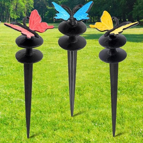 Tandefio 3 Pcs Butterfly Garden Hose Guide Stakes, Cast Iron Metal by Tandefio