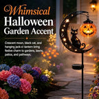 Solar Halloween Black Cat Pumpkin Stake Light Bats Stars Moon for Yard - Image 3