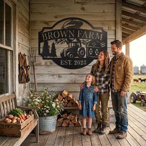 Custom Farmhouse Metal Sign | Personalized Last Name & Established Date Farm Scene Wall Art | Metal Farm Wall Art & Garden Decor | Unique Farmer Gift, Housewarming, or Ranch Decoration - Image 3
