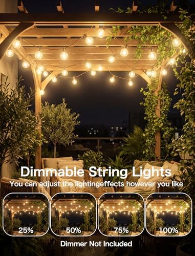 50FT Brown Outdoor String Lights, Shatterproof LED Globe Edison String Lights with 50 G40 LED Bulbs, Waterproof Connectable Hanging Light for Backyard Patio Porch Balcony Party Decor, E12 Base - Image 6
