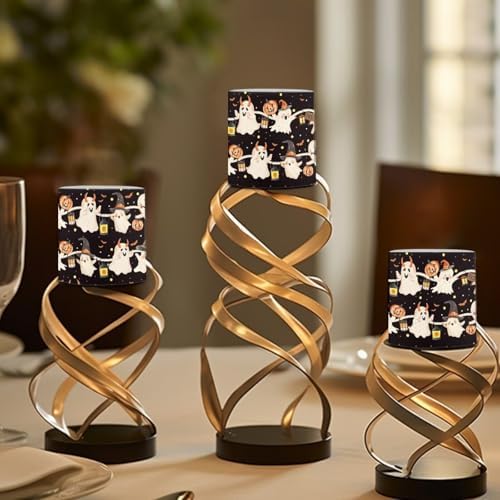4Pcs LED Candles Halloween Pumpkin Ghost Flickering Flameless Candles with Remote and Timer Battery Operated Pillar Tea Lights for Indoor Outdoor Party Home Decor - Image 4