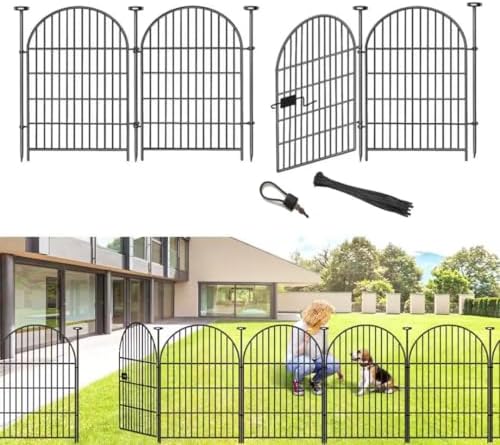 ADAVIN Tall Garden Fence with Gate, 32in 4 Panels Fencing for Yard 8.8 Ft by ADAVIN