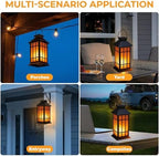 Solar Lanterns Outdoor Waterproof, 2 Pack 13" Metal & Glass Hanging Solar Lantern Lights, Grid Pattern IP46 Decorative Outdoor Solar Lanterns for Patio Table Yard Porch Garden Decor - Image 6