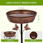 Metal Bird Bath Feeder for Outside – 3.14’’ Deep Birdbaths Bowl with Stable Stake & Upgraded 5-Pronged Base, 13’’ Dia Freestanding for Garden Yard Lawn Decor, 44’’ Tall Easy Clean 1.5 Gallon - Image 2