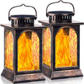 TomCare Flickering Flame Solar Lights Outdoor Metal Hanging Lantern, 2 Pack by TomCare