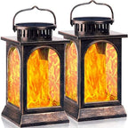 TomCare Flickering Flame Solar Lights Outdoor Metal Hanging Lantern, 2 Pack by TomCare