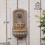 Bumilgar Wall Mounted Water Fountain, European-Style Rustic Grey Beige - Image 4
