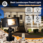 Gardenreet Low Voltage LED Flood Light - Solid Brass 12V Wall Wash Light Outdoor, Landscape Hardwired IP65 Waterproof, Wide Beam Black for Yard Tree House with 2700K Warm White 3W 270LM G4 Bulb 4 Pack - Image 2