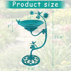25.8" H Solar Bird Bath Outdoor, Metal Bird Bath with Solar Fountain - Image 2