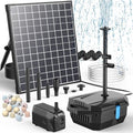 Antfraer 25W Solar Pond Pump with Filter Box, Outdoor Solar Pond Filter Fountain Kit for Garden Pond Waterfall, Includes Adjustable Nozzles, Tubing & Filtration Media by Antfraer