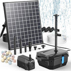 Antfraer 25W Solar Pond Pump with Filter Box, Outdoor Solar Pond Filter Fountain Kit for Garden Pond Waterfall, Includes Adjustable Nozzles, Tubing & Filtration Media by Antfraer