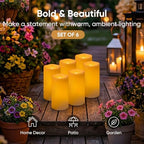 Homemory Outdoor Waterproof Flameless Candles with Auto Light Sensor, Flickering LED Pillar Candles, Dusk to Dawn Battery Operated Fake Candles Lanterns, Porch, Patio, Garden Decor, Set of 6 - Image 7