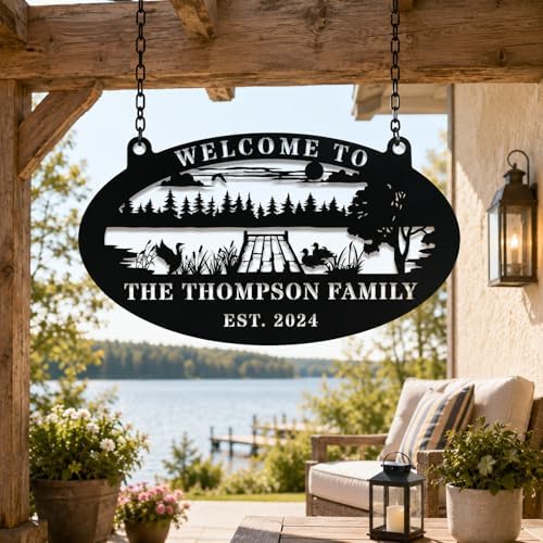 Personalized Lake Dock Metal Sign Custom Outdoor Family Lake Lot Sign for Dock Boathouse Cabin Cottage Lakeside Wall Decor Gift for Lake House Owners - Image 2