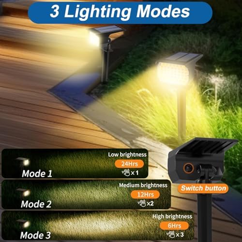 WENATY Solar Spot Lights Outdoor Waterproof Spotlights 12 Pack Warm White - Image 3