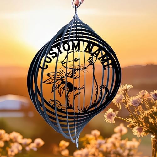 Personalized Ferret Metal Wind Spinner, Ferret Garden Spinner Hanging Indoor Outdoor Decor, Perfect House Warming Gifts New Home, Custom Gift for Grandmother, Mom, Wife, Daughter by CraftNameSign