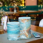 ALAZA Starfish Underwater Flameless Candles, LED Pillar Candles with Remote Timer, Battery Operated Candles Set of 2 - Image 3