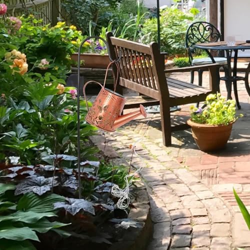YARNOW Solar Watering Can Light with S-Shaped Hook, Decorative Kettle Solar Garden Lamp for Outdoor Yard, Butterfly Projection Landscape Lighting, Solar-Powered Patio Accent - Image 5