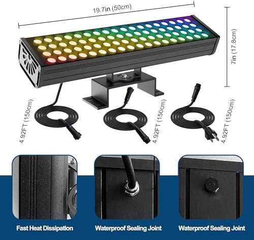 Smart Flood Light Outdoor, RGBCW 360W, IP66, WiFi APP & RF Remote - Image 3