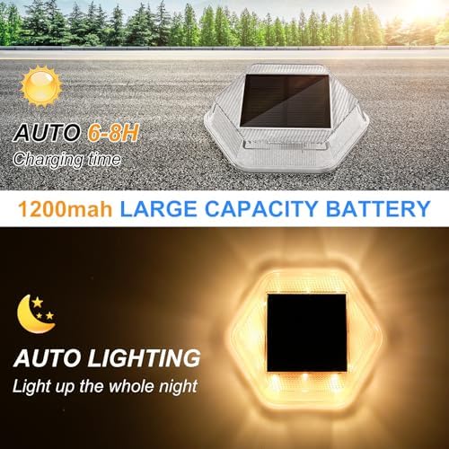 Solar Deck Lights Dock Step Lights- 4 Packs Waterproof 1200mAh Auto ON/Off LED Solor Powered Stair Lighting for Outdoor Garden, Patio, Pathway, Walkway, Driveway (Warm White) - Image 5
